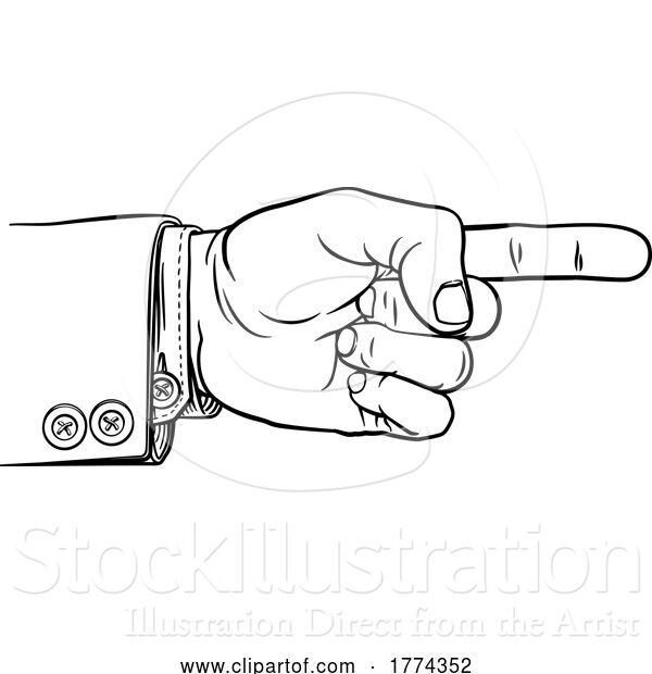 Vector Illustration of Hand Pointing Finger Direction in Business Suit