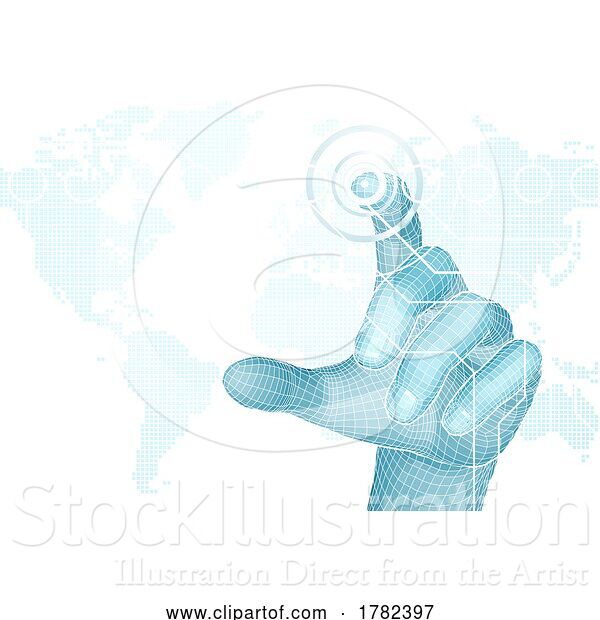 Vector Illustration of Hand Selecting 3D World Technology Concept