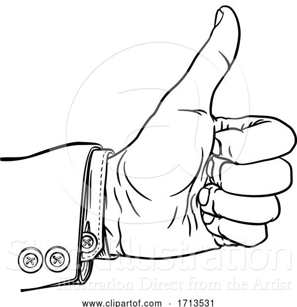 Vector Illustration of Hand Thumbs up Gesture Thumb out Fingers in Fist