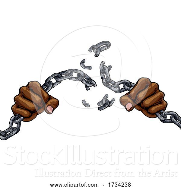 Vector Illustration of Hands Breaking Chain Links Freedom Design
