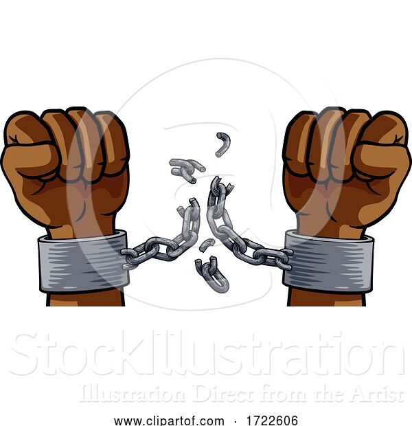 Vector Illustration of Hands Breaking Chain Shackles Cuffs Freedom Design