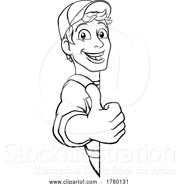 Vector Illustration of Handyman Caretaker Construction Sign Guy