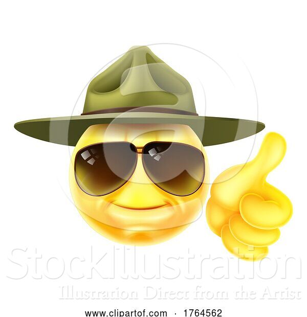 Vector Illustration of Happy Cartoon Drill Sergeant Emoticon Face