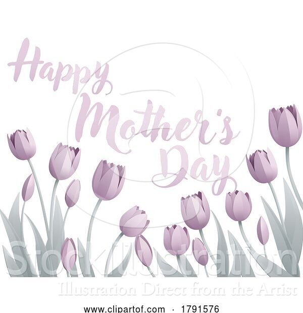 Vector Illustration of Happy Cartoon Mothers Day Paper Craft Tulips Design