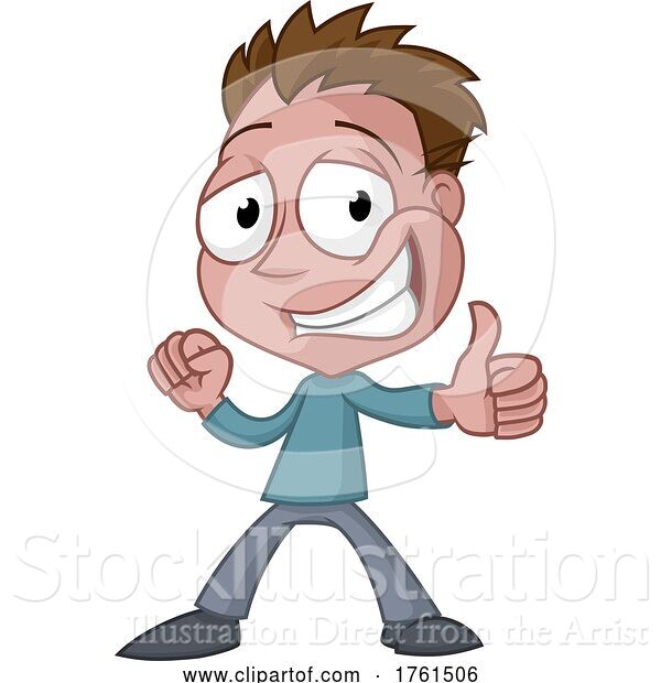 Vector Illustration of Happy Cartoon Thumbs up Guy in Suit Mascot