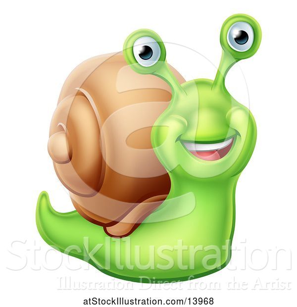 Vector Illustration of Happy Green Snail