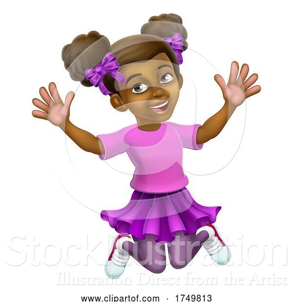 Vector Illustration of Happy Jumping Girl Kid Child Character