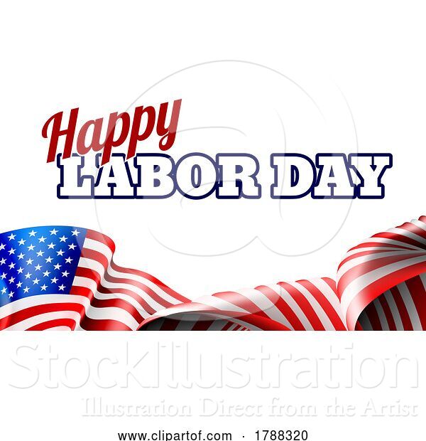 Vector Illustration of Happy Labor Day Design American Flag Banner