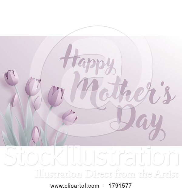 Vector Illustration of Happy Mothers Day Paper Craft Tulips Design