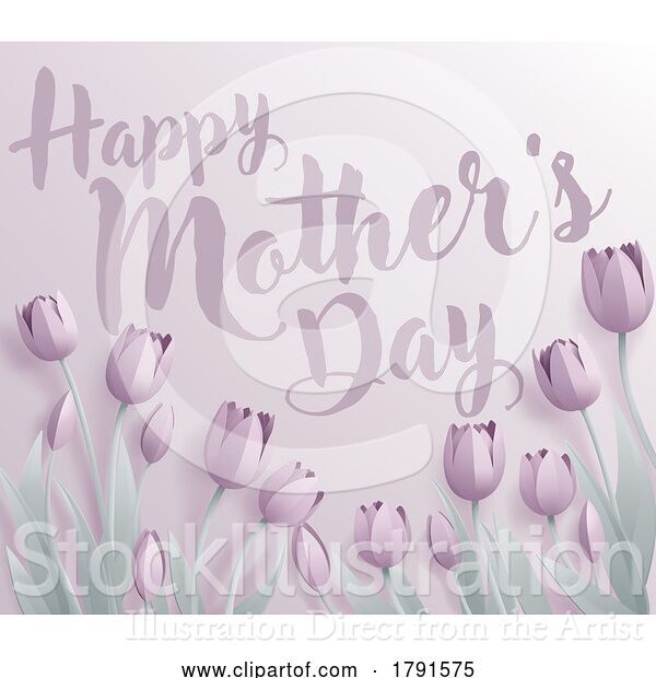 Vector Illustration of Happy Mothers Day Paper Craft Tulips Design