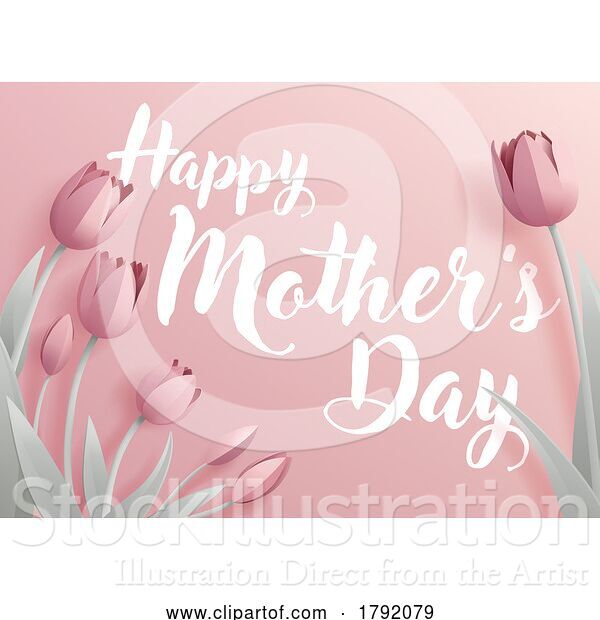 Vector Illustration of Happy Mothers Day Paper Craft Tulips Design