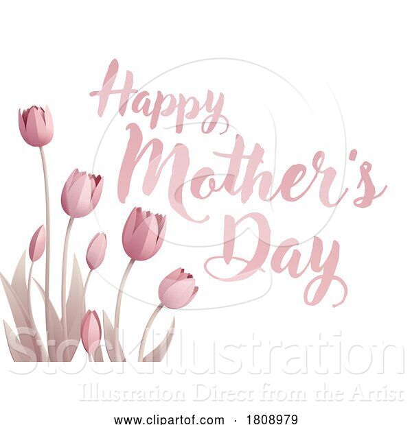 Vector Illustration of Happy Mothers Day Paper Craft Tulips Design
