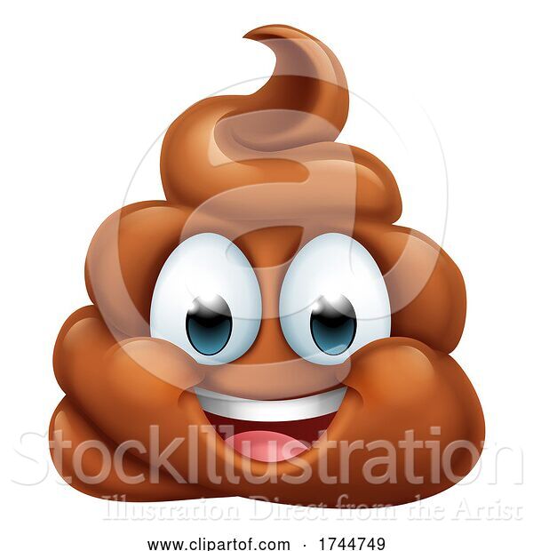 Vector Illustration of Happy Poop Poo Emoticon Poomoji Emoji Icon