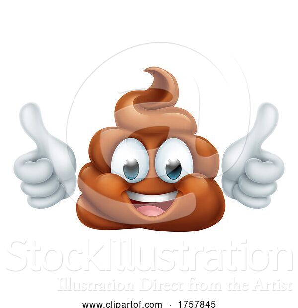 Vector Illustration of Happy Poop Poo Emoticon Poomoji Emoji Icon