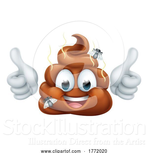 Vector Illustration of Happy Poop Poo Emoticon Poomoji Emoji Icon