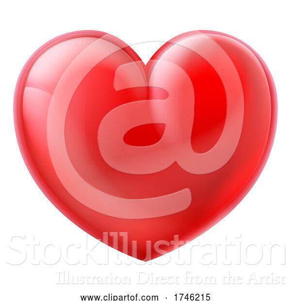 Vector Illustration of Heart 3D Glossy Emoticon Emoji Icon