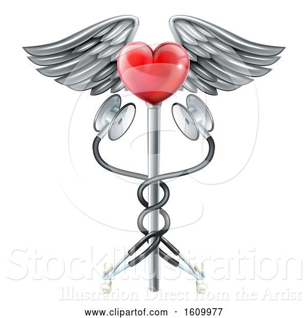 Vector Illustration of Heart Caduceus Stethoscope Medical Icon Concept
