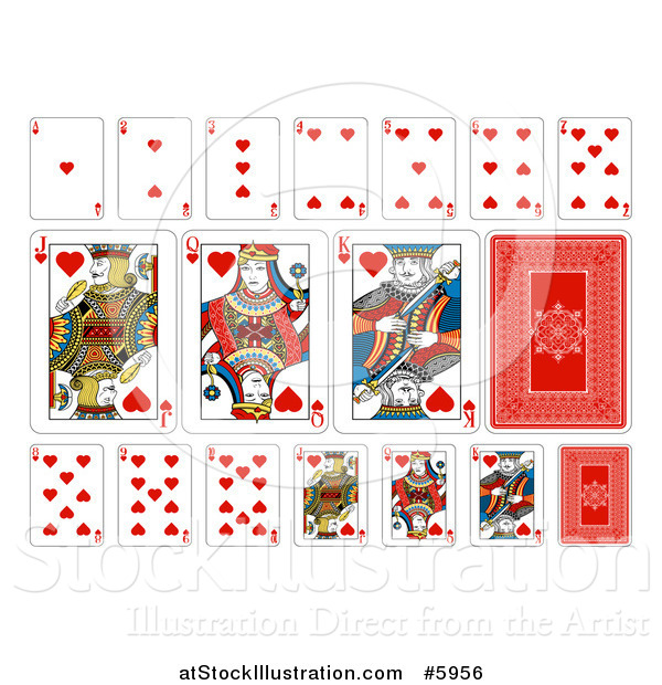 Vector Illustration of Hearts Suit Playing Cards