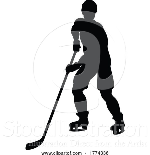 Vector Illustration of Hockey Player Sports Silhouette