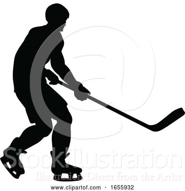Vector Illustration of Hockey Sports Player Silhouettes