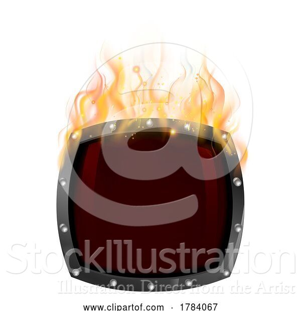 Vector Illustration of Hot Fiery Shield with Fire Flame Flames Concept