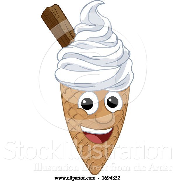 Vector Illustration of Ice Cream Cone Character Mascot