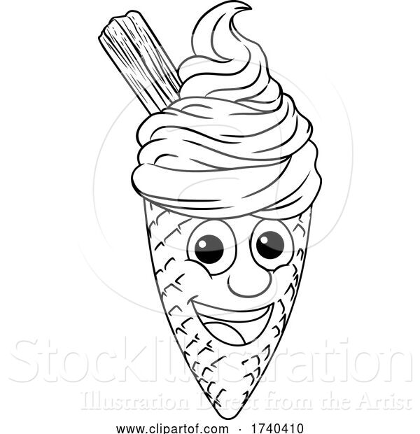 Vector Illustration of Ice Cream Cone Character Mascot