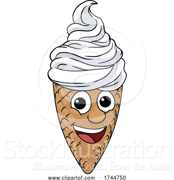 Vector Illustration of Ice Cream Cone Character Mascot