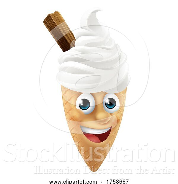 Vector Illustration of Ice Cream Cone Character Mascot