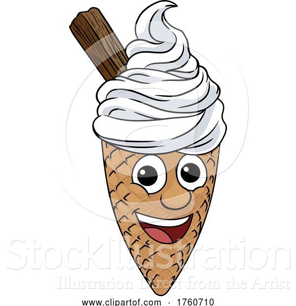 Vector Illustration of Ice Cream Cone Character Mascot