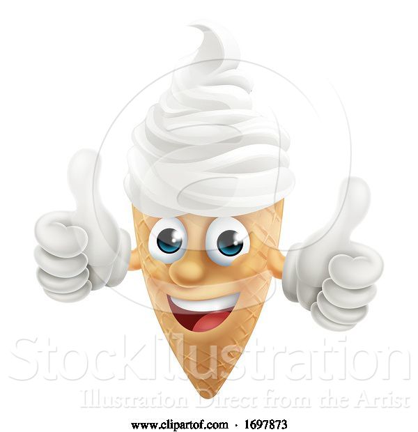 Vector Illustration of Ice Cream Cone Character Mascot Thumbs up