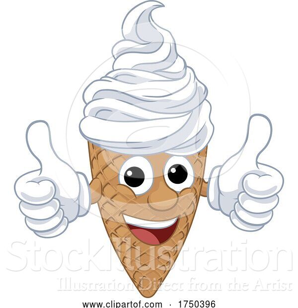 Vector Illustration of Ice Cream Cone Character Mascot Thumbs up