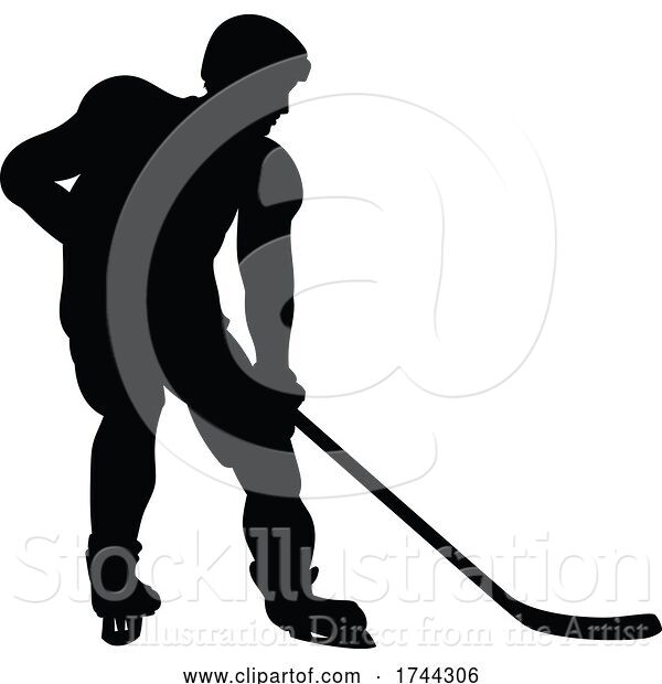 Vector Illustration of Ice Hockey Player Silhouette