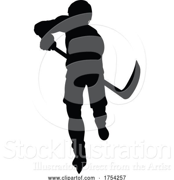 Vector Illustration of Ice Hockey Player Silhouette