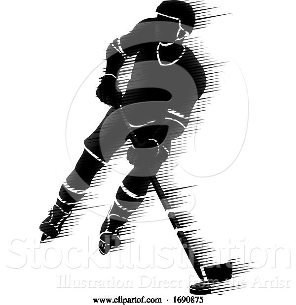Vector Illustration of Ice Hockey Player Silhouette Concept
