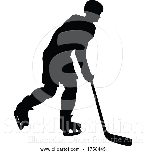 Vector Illustration of Ice Hockey Player Sports Silhouette