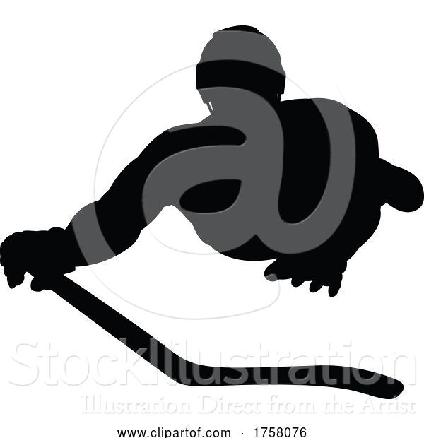 Vector Illustration of Ice Hockey Player Sports Silhouette