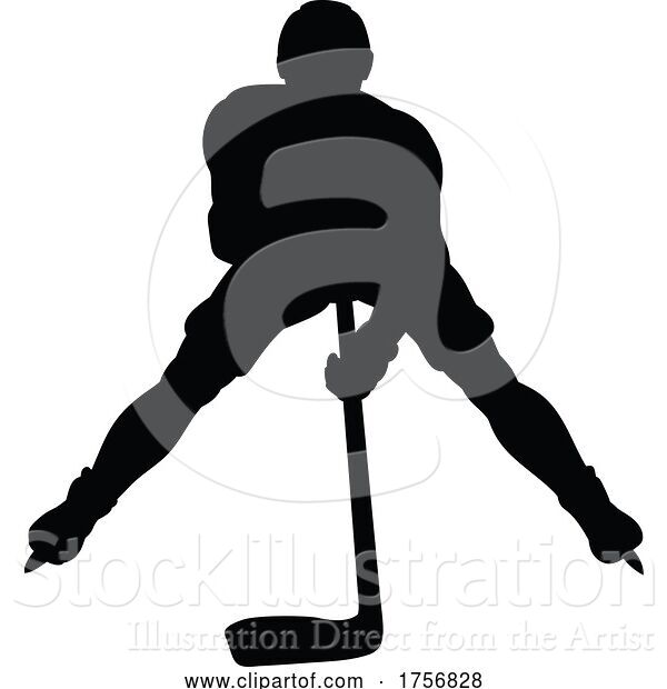 Vector Illustration of Ice Hockey Player Sports Silhouette