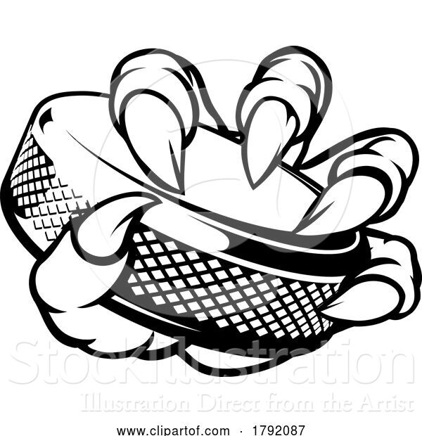 Vector Illustration of Ice Hockey Puck Claw Monster Sports Hand
