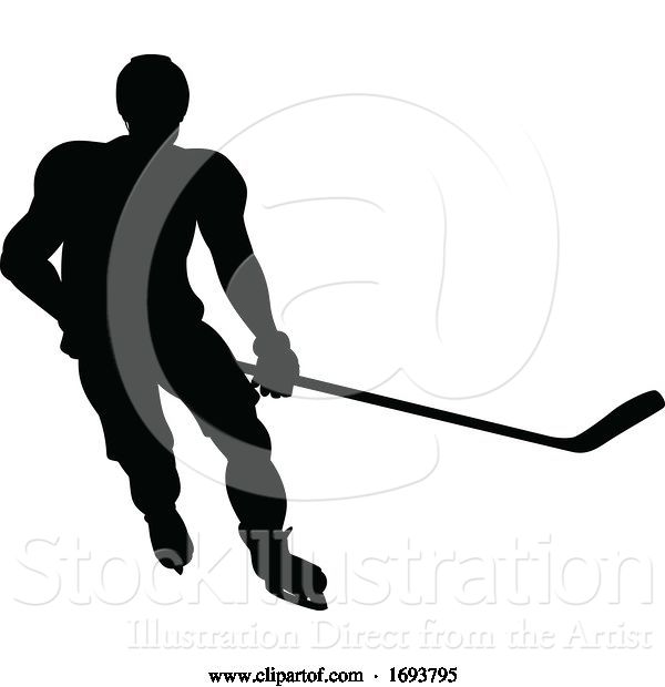 Vector Illustration of Ice Hockey Sports Player Silhouette