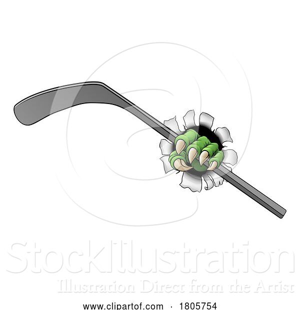 Vector Illustration of Ice Hockey Stick Claw Monster Animal Hand