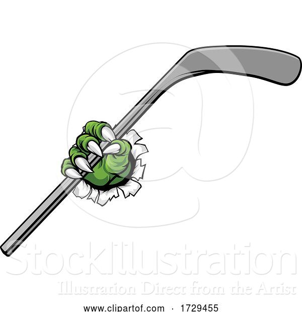 Vector Illustration of Ice Hockey Stick Claw Monster Sports Hand