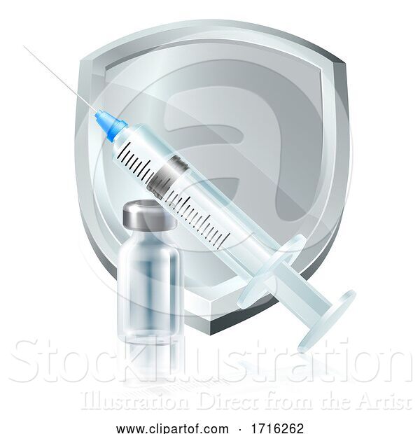 Vector Illustration of Immunization Vaccination Syringe Injection Shield