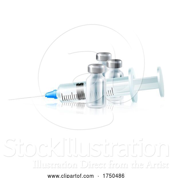 Vector Illustration of Injection Syringe Medicine Vials Medical Vaccine