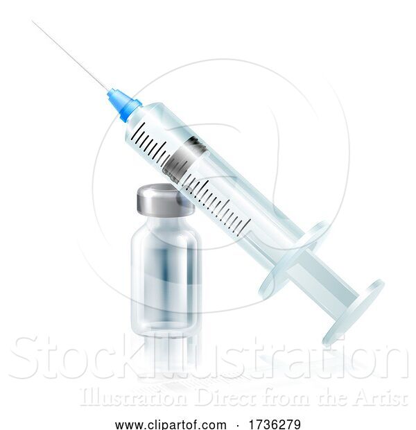 Vector Illustration of Injection Syringe Medicine VialsMedical Vaccine