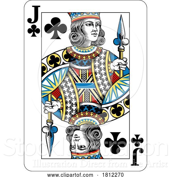 Vector Illustration of Jack of Clubs Design from Deck of Playing Cards