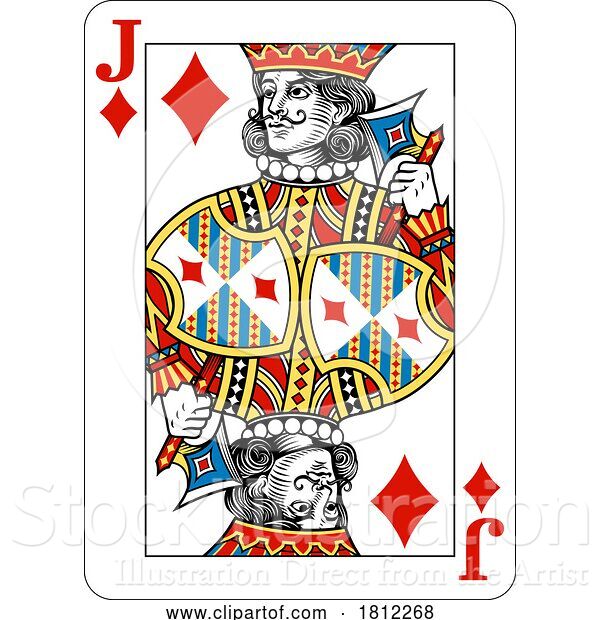 Vector Illustration of Jack of Diamonds Design from Deck of Playing Cards