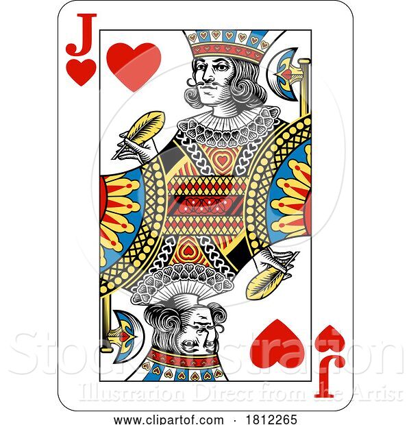 Vector Illustration of Jack of Hearts Design from Deck of Playing Cards