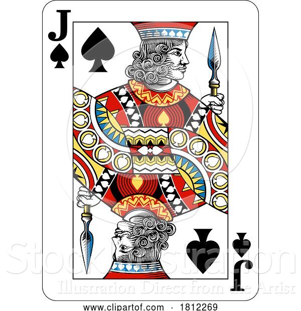 Vector Illustration of Jack of Spades Design from Deck of Playing Cards
