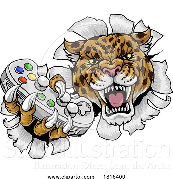 Vector Illustration of Jaguar Leopard Cheetah Panther Gamer Mascot